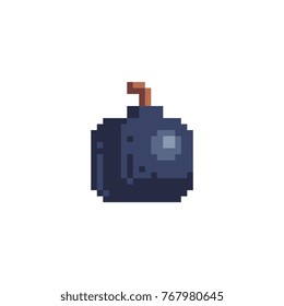 Bomb icon. Pixel art style. Game assets. 8-bit style. Old school computer graphic design. Isolated abstract vector illustration. 