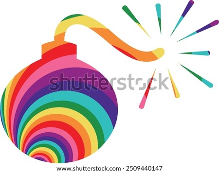 bomb icon with rainbow color inside, bomb icon vector illustration.