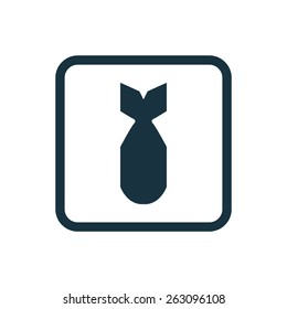 bomb icon Rounded squares button, on white background 