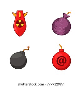 Bomb icon set. Cartoon set of bomb vector icons for web design isolated on white background