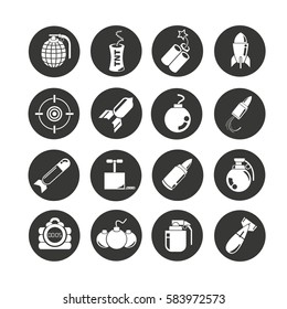 bomb icon set in circle buttons