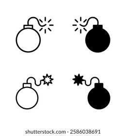 Bomb icon set color editable on white background