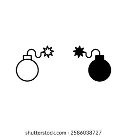 Bomb icon set color editable on white background
