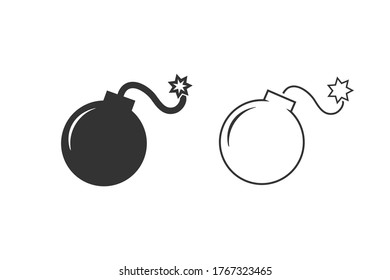 Conjunto de iconos de la bomba, ilustración vectorial. Diseño plano. ilustración de icono de bomba vectorial aislada en fondo blanco 
