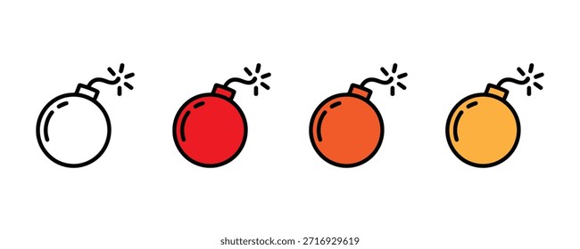 Bomb icon set vector on white background. warning, threat, risk symbol. vector illustration.