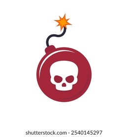 Bomb icon with a skull, flat design
