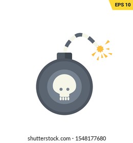 bomb icon with skull in flat style