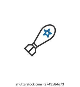 Bomb icon with star. Vector illustration of war symbol. Flat design.