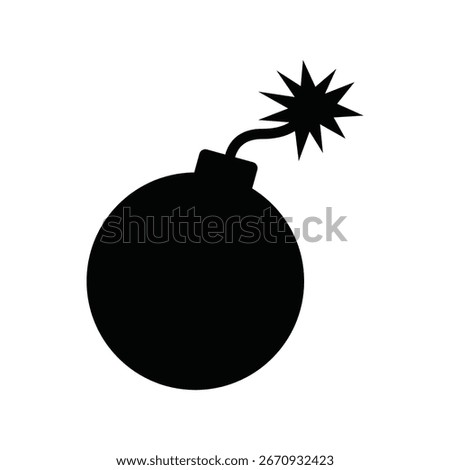 Bomb icon symbol representing explosive, danger, hazard, warning, risk, alert, threat, detonation, destruction, military concept, gaming element, and cartoon explosive design