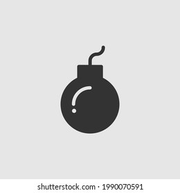 Bomb icon in trendy flat style isolated on grey background