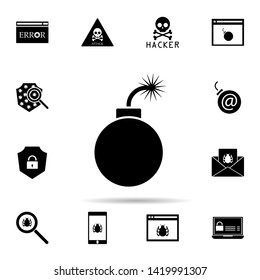bomb icon. Universal set of hacker for website design and development, app development