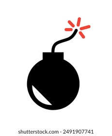 bomb icon vector with burning fuse