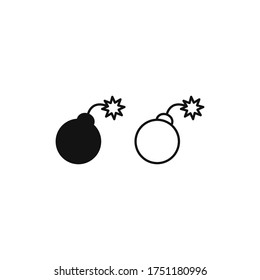 Vector de icono de la bomba. Signo de peligro