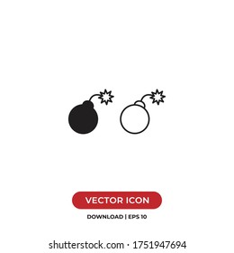 Vector de icono de la bomba. Signo de peligro