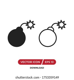 Bomb icon vector. Danger sign