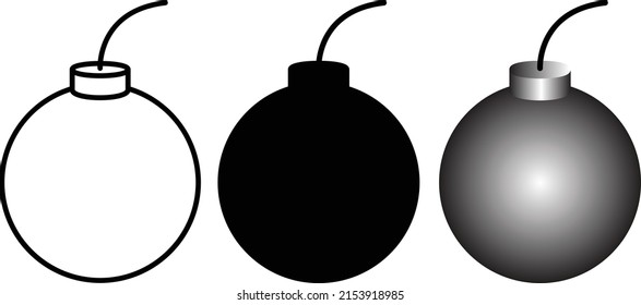 Ilustración vectorial de icono de bomba para el elemento de diseño. Icono de la bomba de silueta, línea delgada y gradiente con fusible