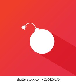 Bomb icon. Vector illustration of flat blue color icon with long shadow