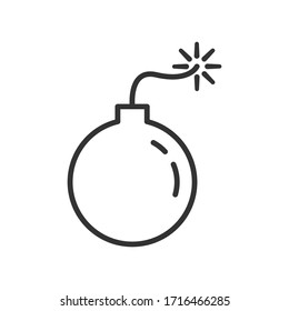 Ilustración vectorial de icono de bomba aislada en fondo blanco. Símbolo de boom.