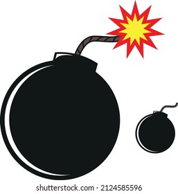 Bomb-Symbol, Vektorgrafik einzeln auf weißem Hintergrund. Boom-Symbol.