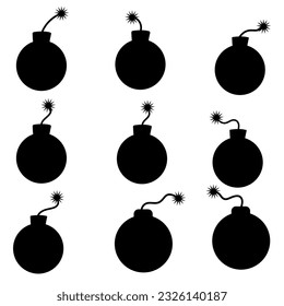 Conjunto de ilustraciones del vector de icono de bomba