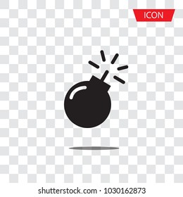 Bomb icon vector isolated on transparent background.