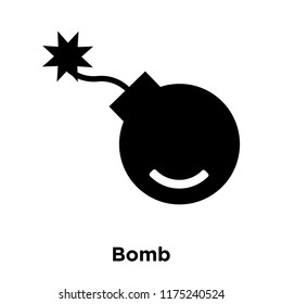 Bomb icon vector isolated on white background, logo concept of Bomb sign on transparent background, filled black symbol
