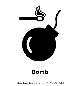 Bomb icon vector isolated on white background, logo concept of Bomb sign on transparent background, filled black symbol