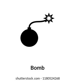 Bomb icon vector isolated on white background, logo concept of Bomb sign on transparent background, filled black symbol