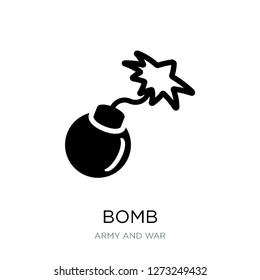bomb icon vector on white background, bomb trendy filled icons from Army and war collection, bomb simple element illustration