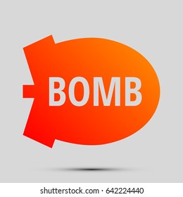 Bomb icon. Vector. Orange, red-yellow icon with shadow on gray background.
