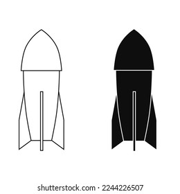 Bomb icon vector. Rocket illustration sign. Weapon symbol. War logo.