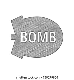 Bomb icon. Vector. Shaded gray icon on white background. Isolated.