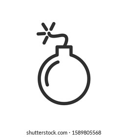 Bomb icon vector sign isolated for graphic and web design. Bomb symbol template color editable on white background. Thin linear graphic Eps10.
