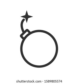 Bomb icon vector sign isolated for graphic and web design. Bomb symbol template color editable on white background. Thin linear graphic Eps10.
