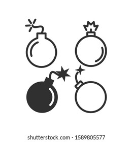 Bomb icon vector sign isolated for graphic and web design. Bomb symbol template color editable on white background. Thin linear graphic Eps10.