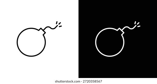 Bombensymbole schwarz-weißer Vektor, Liniensymbolsatz.