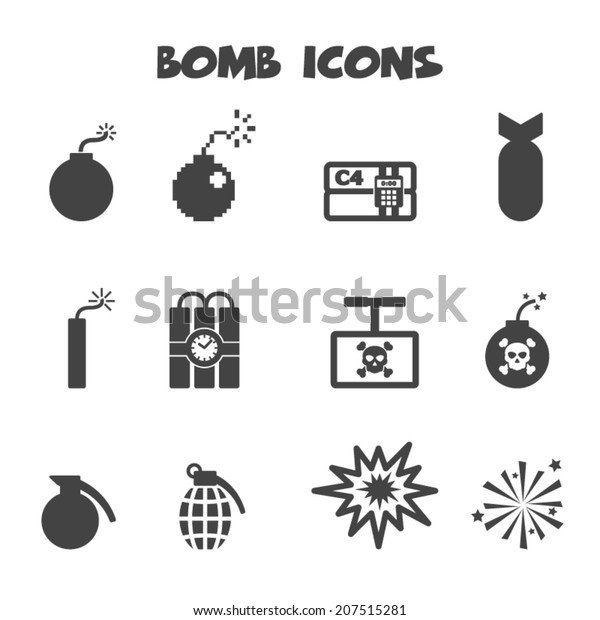 bomb icons, mono vector\
symbols