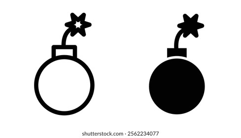 Bomb Icons pack in outlined and flat versions