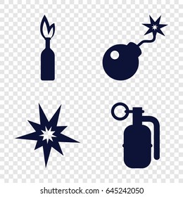 Bomb icons set. set of 4 bomb filled icons such as bomb, dynamite