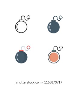 bomb icons vector with four different style