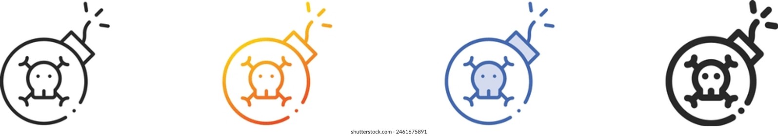 bomb icon.Thin Linear, Gradient, Blue Stroke and bold Style Design Isolated On White Background