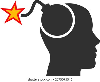 Bomb idea icon with flat style. Isolated vector bomb idea icon image on a white background.