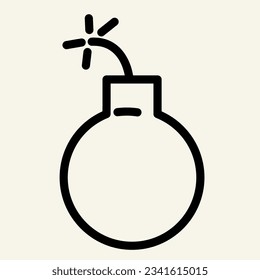 Bomb-Line-Symbol. Ball, Vektorgrafik einzeln auf Weiß. Boom-Umriss-Stil für und App. EPS10.