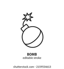 Icono de la línea de la bomba. Señal del vector de la bomba. Trazo editable.