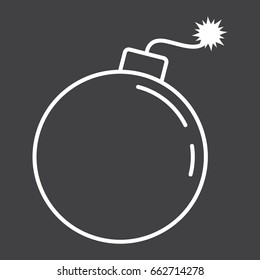 Bomb line icon, dynamite and danger, vector graphics, a linear pattern on a black background, eps 10.