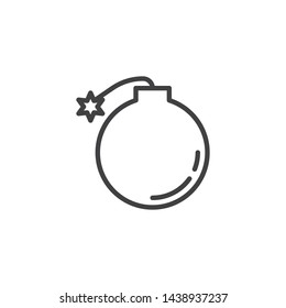 Bomb line icon. linear style sign for mobile concept and web design. Burning bomb outline vector icon. Symbol, logo illustration. Vector graphics