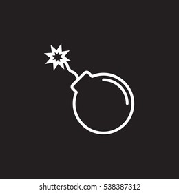 bomb line icon, outline vector sign, linear pictogram isolated on black. Symbol, logo illustration