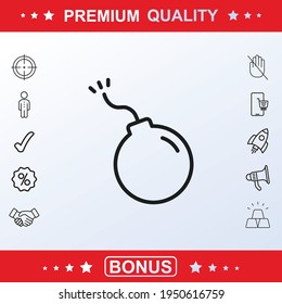 Bomb line icon, sign, vector set, outline illustration concept. Extra vector elements for your design. Vector illustration