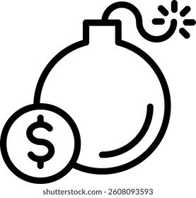Bomb line icon single with high quality