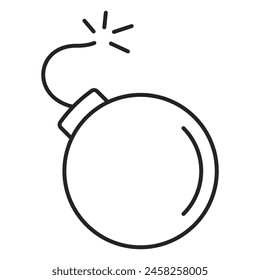 Bomb line icon vector isolated. Symbol of an explosive element. Dangerous weapon, military equipment.